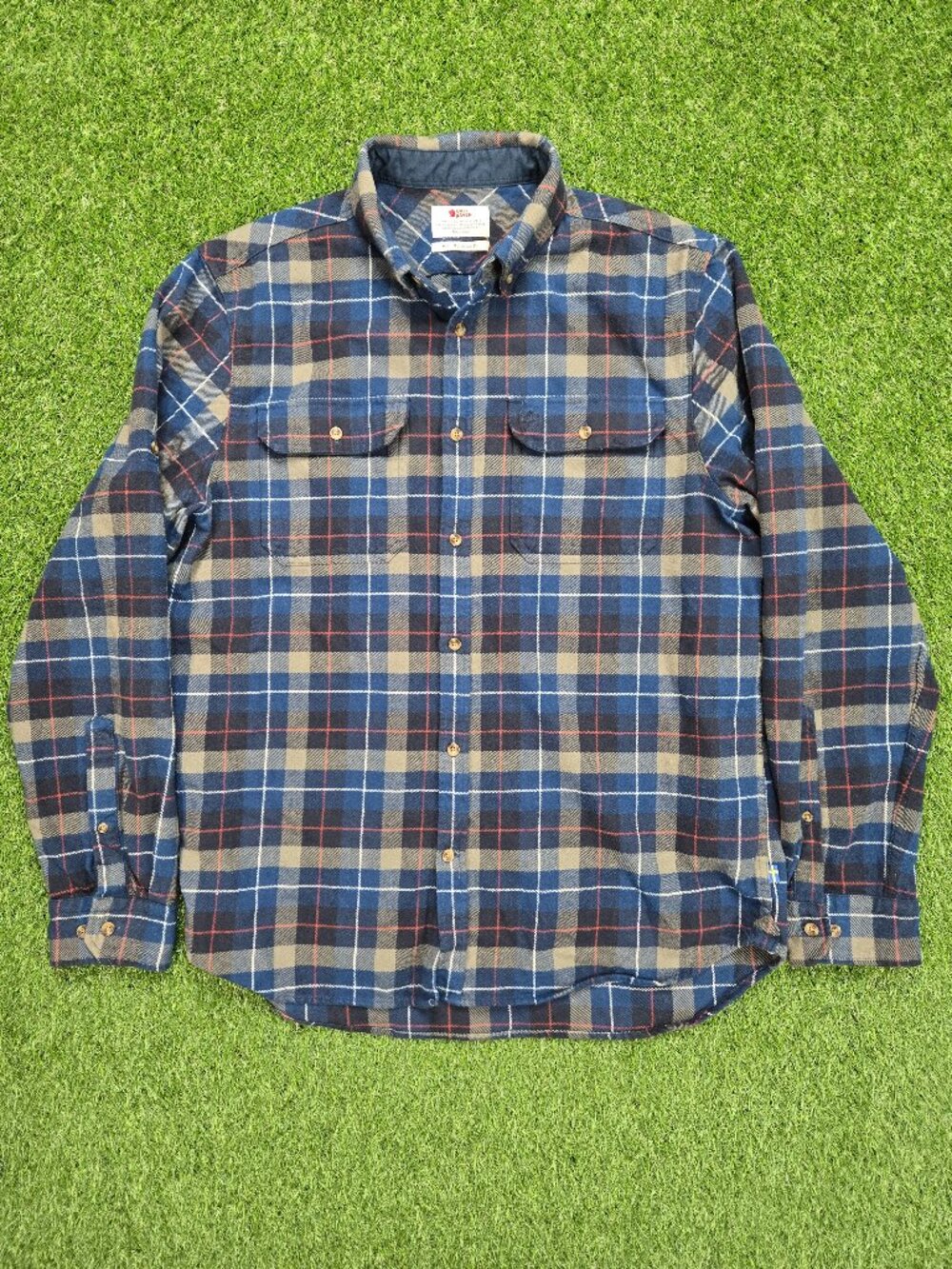Fjallraven Flannel Shirt Mens XL Blue Regular Fit Plaid Singi Heavy Hiking Camp